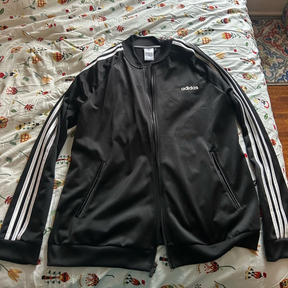 Adidas sport black and white stripe track jacket
